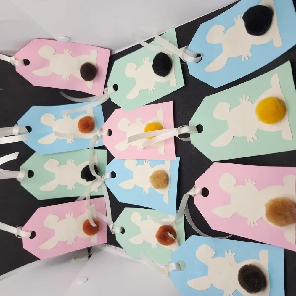 Hand Crafted Pastel 3-D Bunny Gift Tags Thank You Cards Set Of 12